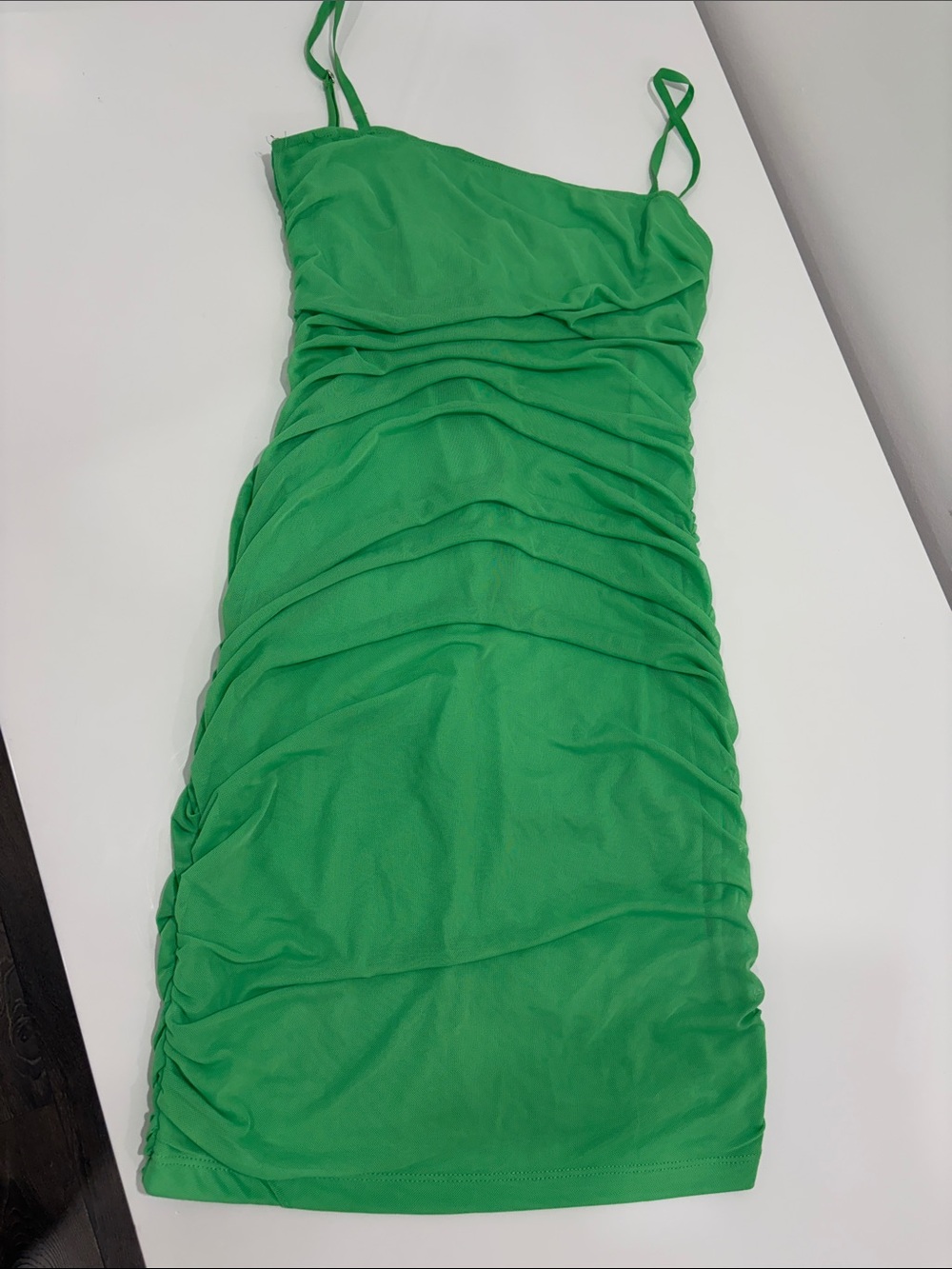 Forever 21 Green Ruched Spaghetti Strap Dress